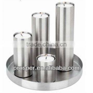 4pcs metal candle holder with round tray