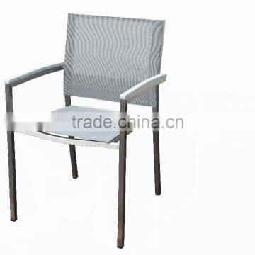 Real 304 grade brushed stainless steel outdoor garden dining chairs with mesh fabric