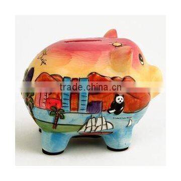 San Diego Rainbow Colors Hand Painted Piggy Bank photo-2