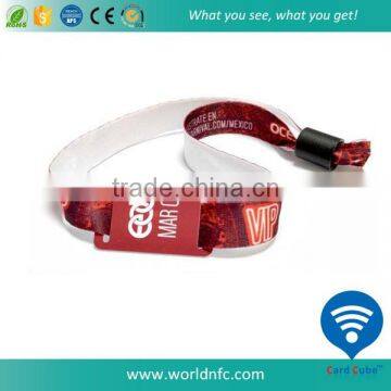 Hot Sale Factory Price MF 1K Chip RFID Fabric Wristbands for Concert