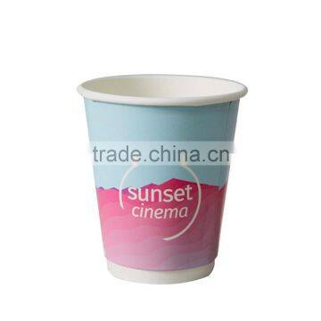 Takeaway disposable hot coffee double wall paper cup with lid