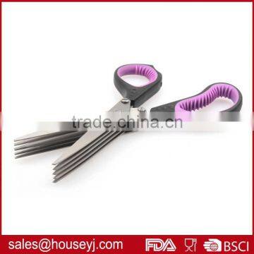 Stainless Steel 5 Layer Blades Kitchen Herb Scissors With Soft Grip Handle photo-3