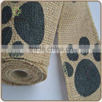 Natural Jute ribbon with cute black print