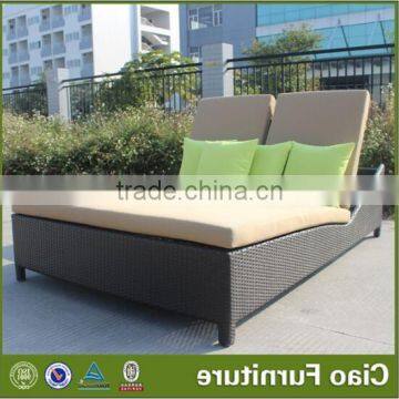 Wicker furniture outdoor double sun lounger / lounge bed