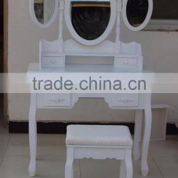 French Style Dressing Table with 3 mirrors and chair