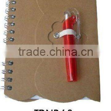 New design Recycled spiral paper notepad with plastic pen