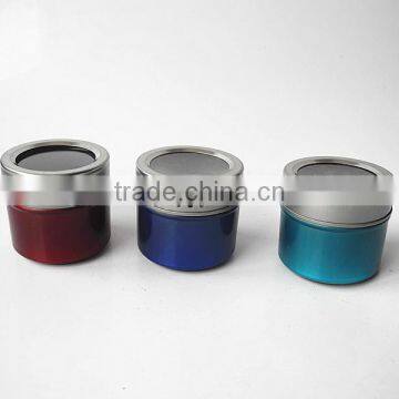 Light Colored Magnetic Buttom Tin Spice Jars With pp Window Lid photo-3