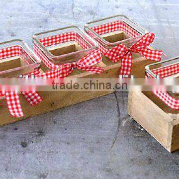 wood&glass garden decoration basket flowerpot 2013the latested product