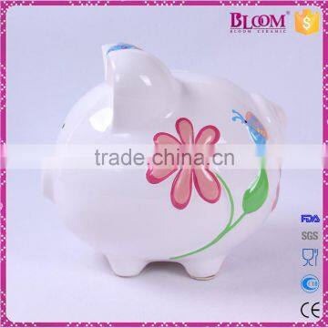 Simple Design White Pig Shape Ceramic Cheap Piggy Bank photo-2