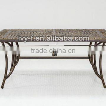 bronze metal long dining table cast aluminum/cheap dining table and 6 chairs/cast aluminum garden table 6 seater