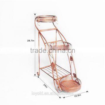 New Design Iron Home Garden Flower Pot Stand Decorate Vintage Bronze Style Shelf Holder 3 Plant Pot Stand photo-4