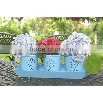 3-Row Garden Decoration Flower Pot/Elegant Design/Small Galvanized Metal Flower jug/Planter-Balcony decoration