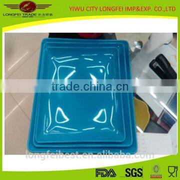 rectangular cream blue melamine tray for food