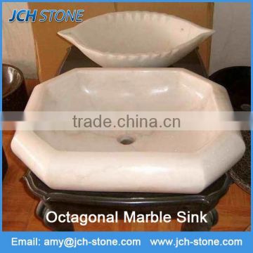 White marble outdoor Octagonal wash basin sinks