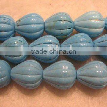 blue pumpkin shaped natural loose turquoise beads