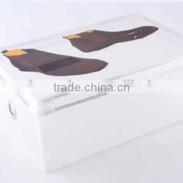 Clear plastic PP foldable storage shoe box with nice printing