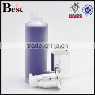 50ml Hot Products Cosmetic Frosted Logo Screen Printing Custom Made Glass Bottle for Lotion With Silver Aluminum Pump and Cover photo-3