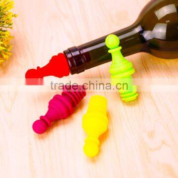2016 New Products Four Colors Good Flexibility Silicone Wine Bottle Stopper Chess Shape photo-4