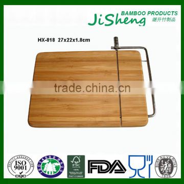 Wholesales Natural Bamboo Cheese Board with Wire Slicer