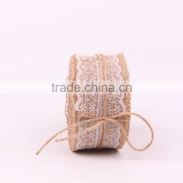 Natural Jute Burlap Hessian Ribbon With Lace Trims Tape Rustic Wedding Craft photo-2