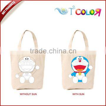 Factory UV color beach bag, fashion lady UV color changing tote