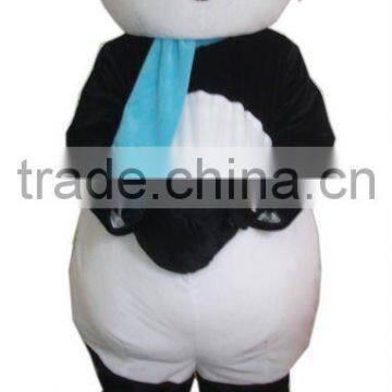 music panda with blue tie mascot costume