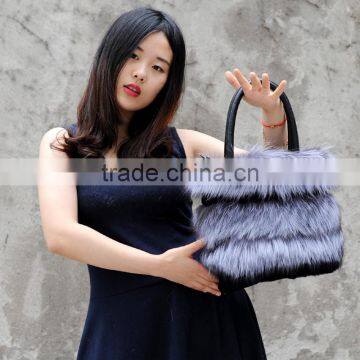 CX-H-33A Ladies Genuine Fox Fur Handbag Hand Bag