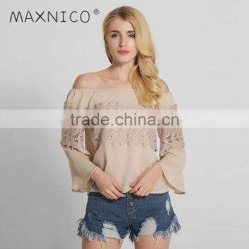 Maxnegio off shoulder full sleeves blouse designs women's shirts