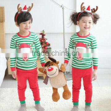 2015 Baby Christmas Sleepwear White And Green Reindeer Footed Sleep Suit Pajamas