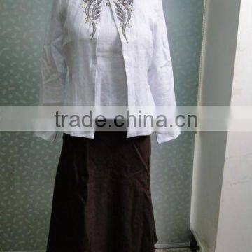 2015 Fashion Ladies skirt suit with heavy embroidey