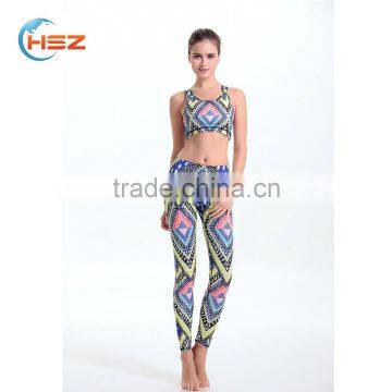 HSZ-017 Yoga Suits Top + Pants Sets Women's Yoga Fitness Wear Sexy Fancy Bra Panty Set Running Sports Mature Women Legging photo-3