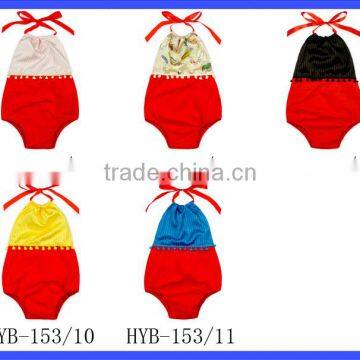 Wholesale Toddler Unisex Boutique Clothing Yellow And Red Halter Infant Newborn Baby Romper Blank Bodysuit photo-4