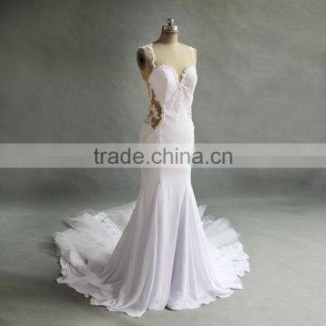 Backless White Chiffon Wedding Dress for Bride photo-3