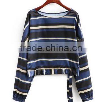 Runwaylover EY2351B 2017 Ladies Fashion Long Sleeve Stripe Blouse photo-2