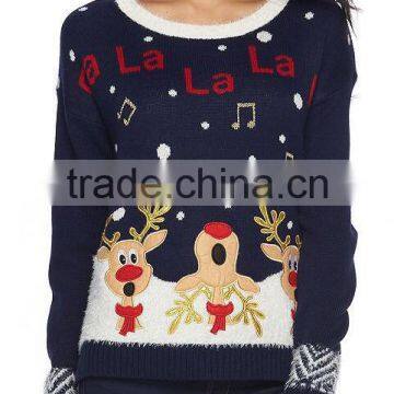 Custom Funny Pictures Festival Young Girls Wearing Knits Sweater for Christmas photo-3