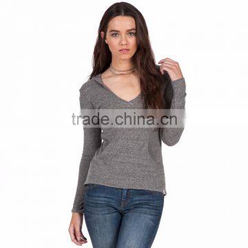 2017 Stylish Customized Lightweight Grey Knitted Hoodies for Women
