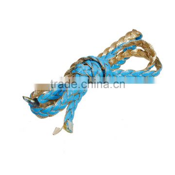 Blue Golden Braiding PU Leather Cord for Girls