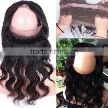 No Shedding Top Quality Straight Human Hair 360 Frontal , 100% Brazilian Human Hair Lace Frontal