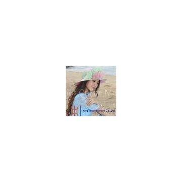 Womens Spring Green straw beach hat , wide brim Straw Hat