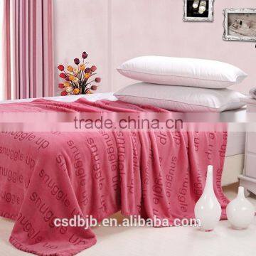 China wholesale 100 polyester letter printed pink sherpa blanket throw blanket