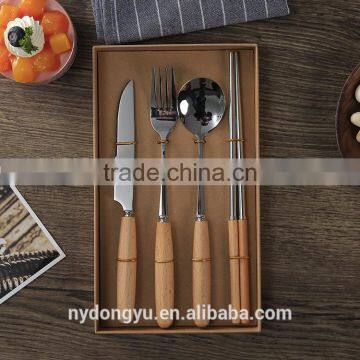 portable beech wood knife fork spoon set / travel set chopstick knife spoon fork beech wood set / msh dinnerware set