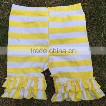 Wholesale remakes yellow stripe elasticity knit girls stripe ruffle shorts MH5051306