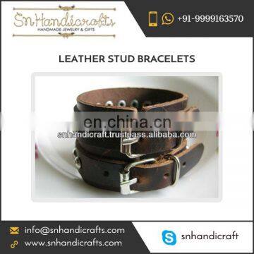 Quality Assured Trendy Vintage Style Leather Stud Bracelet available