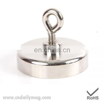 Round Neodymium Magnet with Countersunk Hole and Eyebolt for Magnet Fishing