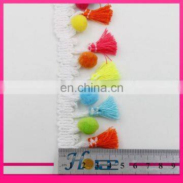 New Design Pom Pom Lace Trim Tassel Beaded Fringe Trimming photo-6