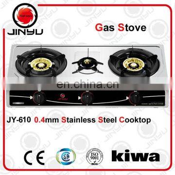 sales hot 3 burner electric ignition gas stove with stainless steel surface