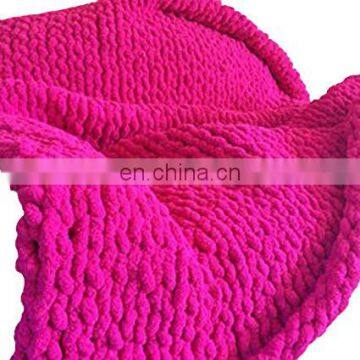 Hot Sale Jumbo Chunky Knit 100% Polyester Thick Blanket Vegan Chenille Yarn photo-6