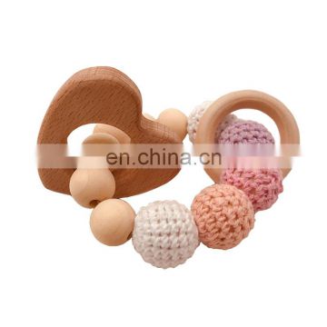 Baby molars beech wood bracelet toy wood natural non-toxic beads crochet cotton beads bracelet