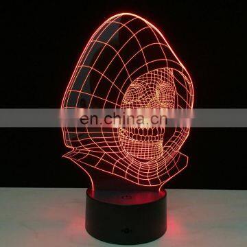 Halloween Wizard Skull 3D LED Night Light Action Figure 7 Colors Touch Table Decoration Light Optical Illusion Model photo-2