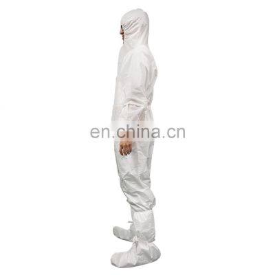 Anti dust cpe disposable isolation personal safety hooded medical nonwoven protective hazmat coverall suit long sleeves